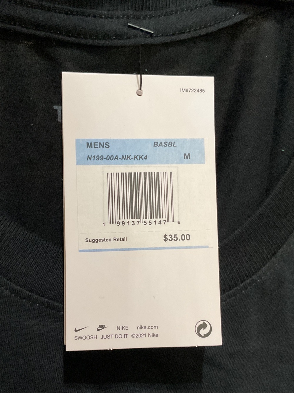 Nike Black Short Sleeve T-Shirt with White NY Logo - Picture 3 of 6